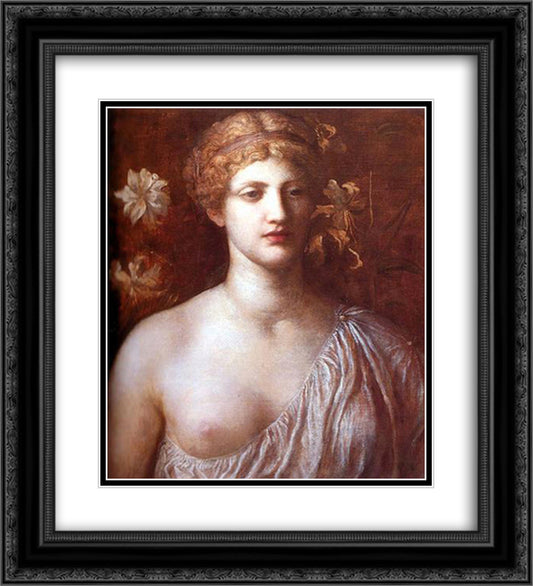 The Wife of Pygmalion 20x22 Black Ornate Wood Framed Art Print Poster with Double Matting by Watts, George Frederick