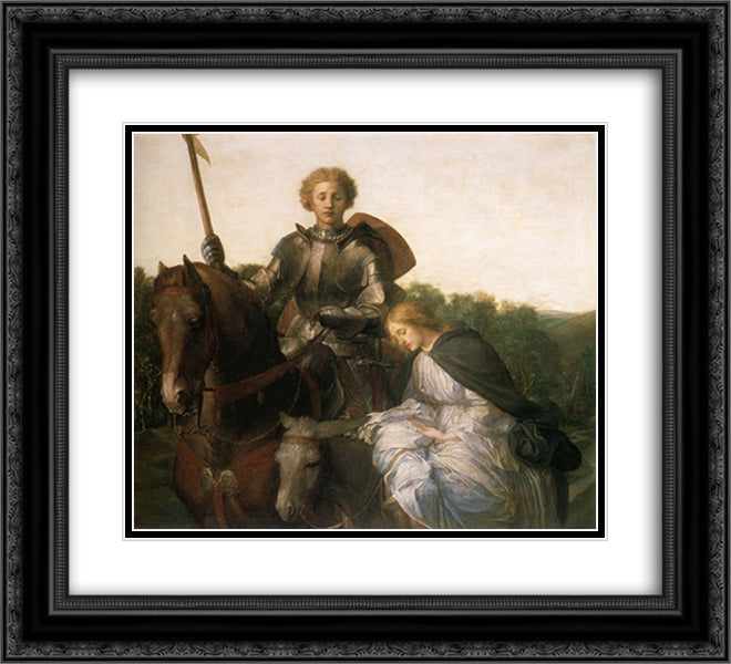 Una and the Red Cross Knight 22x20 Black Ornate Wood Framed Art Print Poster with Double Matting by Watts, George Frederick