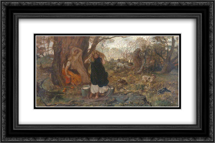 Only a Shower 24x16 Black Ornate Wood Framed Art Print Poster with Double Matting by Mason, George Hemming