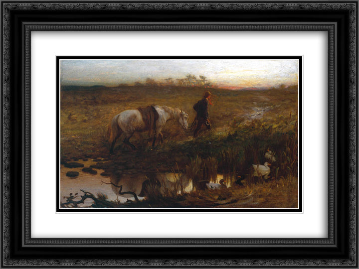 The Cast Shoe 24x18 Black Ornate Wood Framed Art Print Poster with Double Matting by Mason, George Hemming
