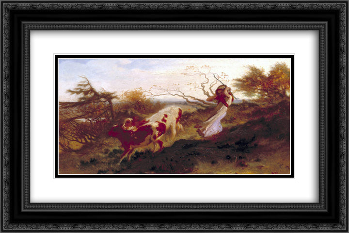Wind on the Wold 24x16 Black Ornate Wood Framed Art Print Poster with Double Matting by Mason, George Hemming
