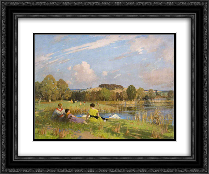 A September Day 24x20 Black Ornate Wood Framed Art Print Poster with Double Matting by Henry, George