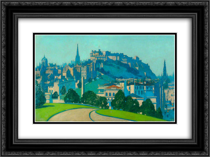 Edinburgh 24x18 Black Ornate Wood Framed Art Print Poster with Double Matting by Henry, George