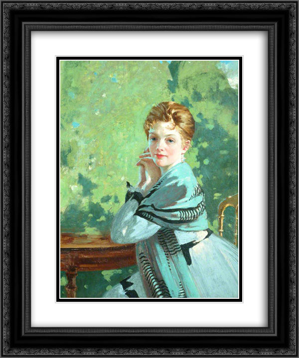 Felicity 20x24 Black Ornate Wood Framed Art Print Poster with Double Matting by Henry, George