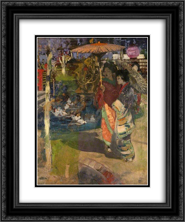 In a Japanese Garden 20x24 Black Ornate Wood Framed Art Print Poster with Double Matting by Henry, George