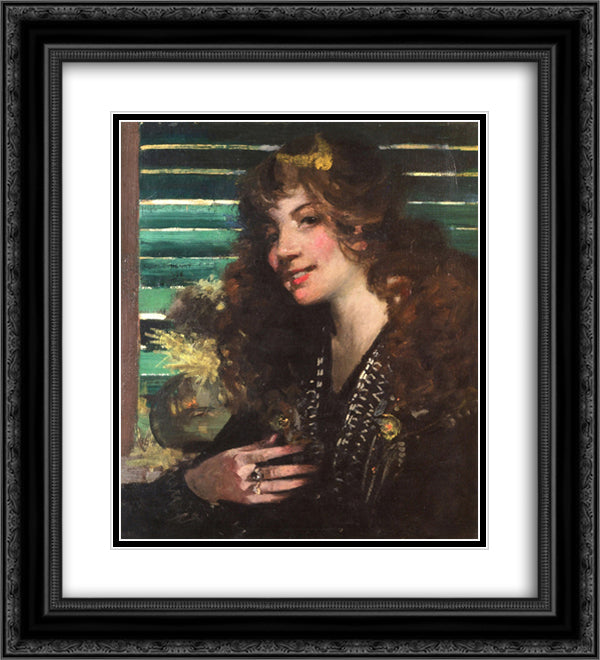 Nell 20x22 Black Ornate Wood Framed Art Print Poster with Double Matting by Henry, George