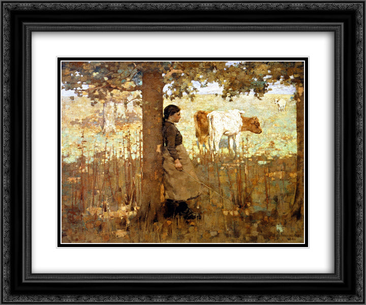 Noon 24x20 Black Ornate Wood Framed Art Print Poster with Double Matting by Henry, George