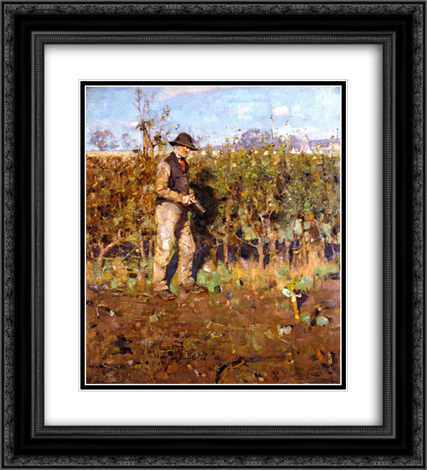 The Hedgecutter 20x22 Black Ornate Wood Framed Art Print Poster with Double Matting by Henry, George