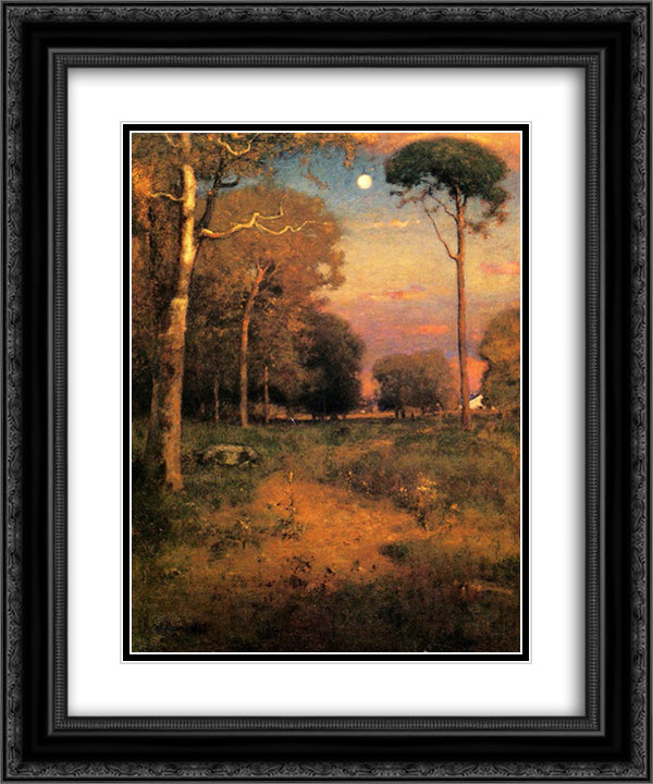 Early Moonrise, Florida 20x24 Black Ornate Wood Framed Art Print Poster with Double Matting by Inness, George