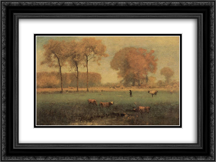 Summer Landscape 24x18 Black Ornate Wood Framed Art Print Poster with Double Matting by Inness, George