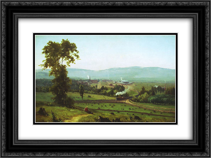 The Lackawanna Valley 24x18 Black Ornate Wood Framed Art Print Poster with Double Matting by Inness, George