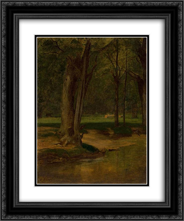 Trout Stream, North Conway 20x24 Black Ornate Wood Framed Art Print Poster with Double Matting by Inness, George