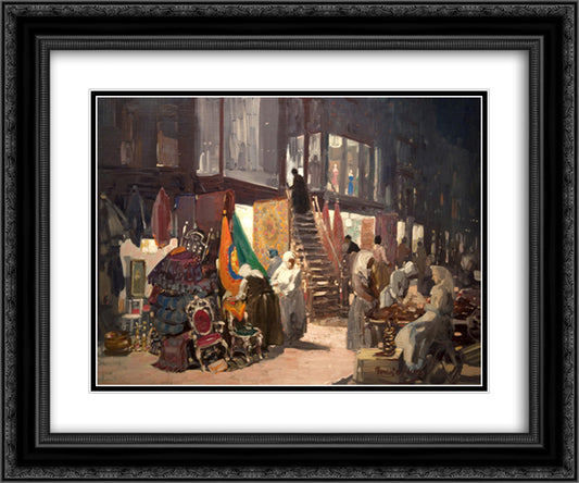 Allen Street 24x20 Black Ornate Wood Framed Art Print Poster with Double Matting by Luks, George