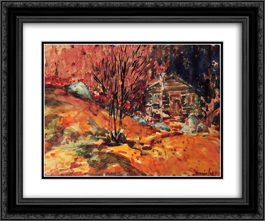 Autumn Landscape 24x20 Black Ornate Wood Framed Art Print Poster with Double Matting by Luks, George