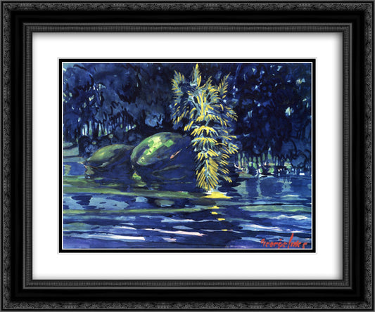 Boulders on a Riverbank 24x20 Black Ornate Wood Framed Art Print Poster with Double Matting by Luks, George