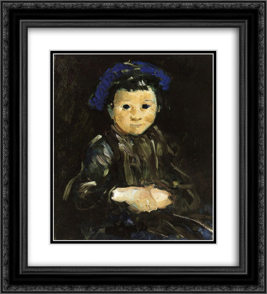 Boy with Blue Cap 20x22 Black Ornate Wood Framed Art Print Poster with Double Matting by Luks, George