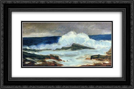 Breaking Surf 24x16 Black Ornate Wood Framed Art Print Poster with Double Matting by Luks, George