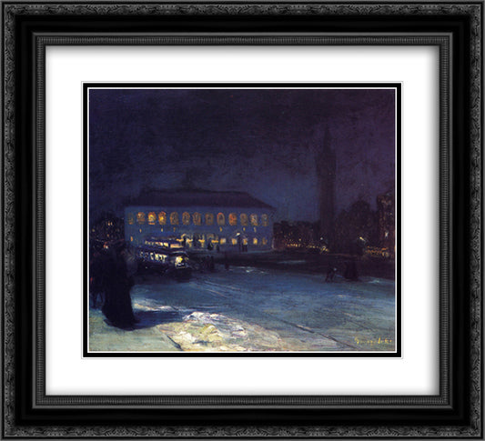 Copley Square 22x20 Black Ornate Wood Framed Art Print Poster with Double Matting by Luks, George