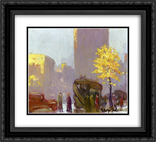 Fifth Avenue, New York 22x20 Black Ornate Wood Framed Art Print Poster with Double Matting by Luks, George