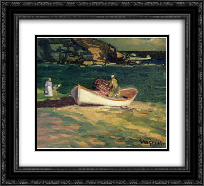 Fisherman, Cape Elizabeth, Maine 22x20 Black Ornate Wood Framed Art Print Poster with Double Matting by Luks, George