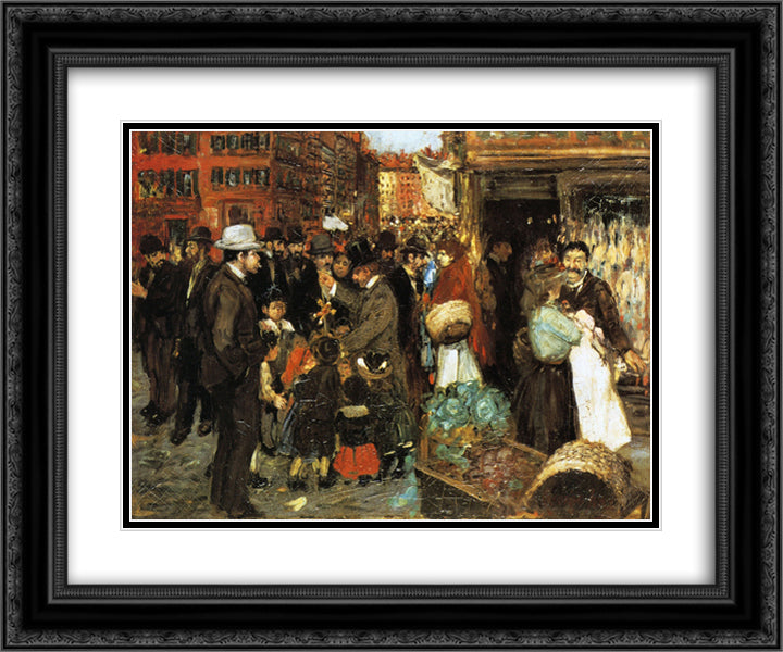 Hester Street 24x20 Black Ornate Wood Framed Art Print Poster with Double Matting by Luks, George