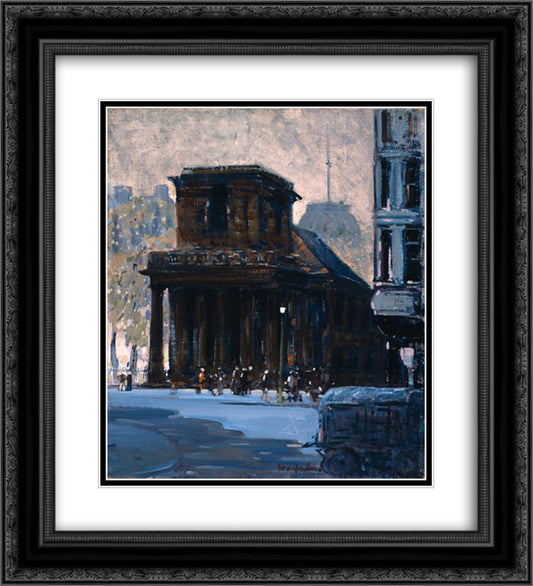 King's Chapel, Boston 20x22 Black Ornate Wood Framed Art Print Poster with Double Matting by Luks, George