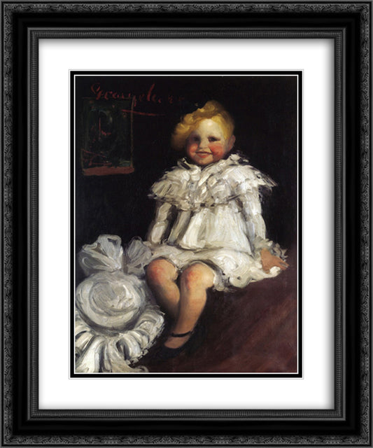 Little Lore with Her Hat 20x24 Black Ornate Wood Framed Art Print Poster with Double Matting by Luks, George