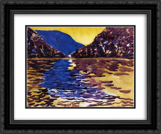 Lower Ausable Lake, Adirondacks 24x20 Black Ornate Wood Framed Art Print Poster with Double Matting by Luks, George