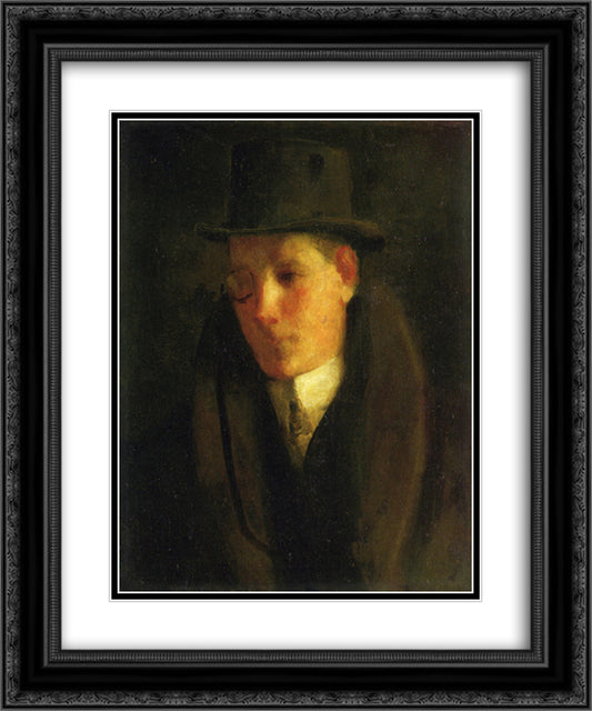 Man with a Monocle 20x24 Black Ornate Wood Framed Art Print Poster with Double Matting by Luks, George