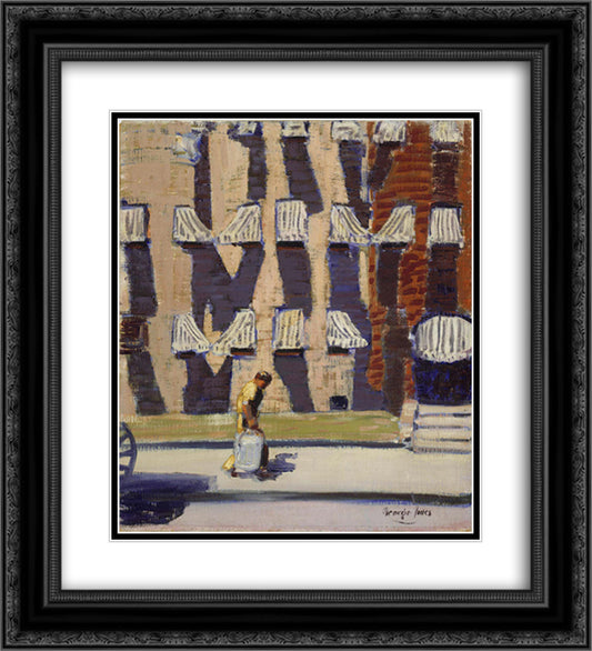 Noontime, St. Botolph Street, Boston 20x22 Black Ornate Wood Framed Art Print Poster with Double Matting by Luks, George