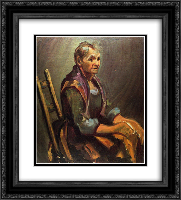 Old Woman 20x22 Black Ornate Wood Framed Art Print Poster with Double Matting by Luks, George