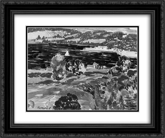 The Bay, Nova Scotia 24x20 Black Ornate Wood Framed Art Print Poster with Double Matting by Luks, George