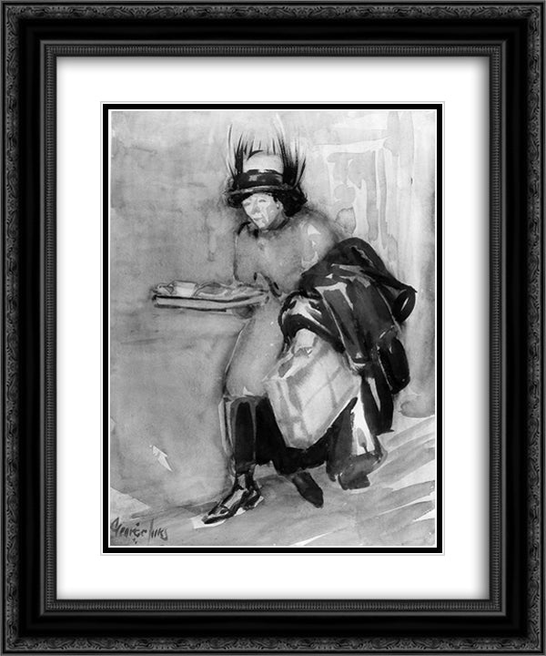 The One Armed Lunch 20x24 Black Ornate Wood Framed Art Print Poster with Double Matting by Luks, George