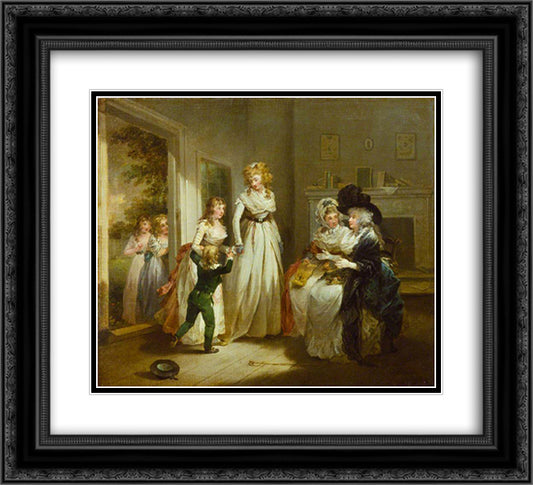 A Visit to the Boarding School 22x20 Black Ornate Wood Framed Art Print Poster with Double Matting by Morland, George