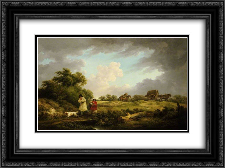 A Windy Day 24x18 Black Ornate Wood Framed Art Print Poster with Double Matting by Morland, George