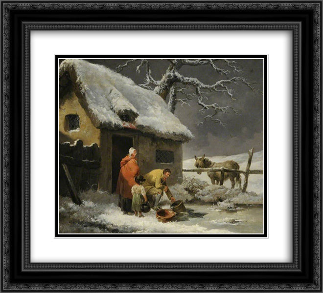 Breaking the Ice 22x20 Black Ornate Wood Framed Art Print Poster with Double Matting by Morland, George