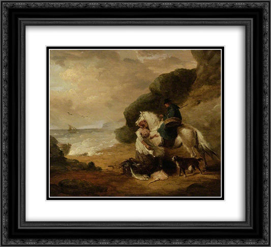 Buying Fish 22x20 Black Ornate Wood Framed Art Print Poster with Double Matting by Morland, George