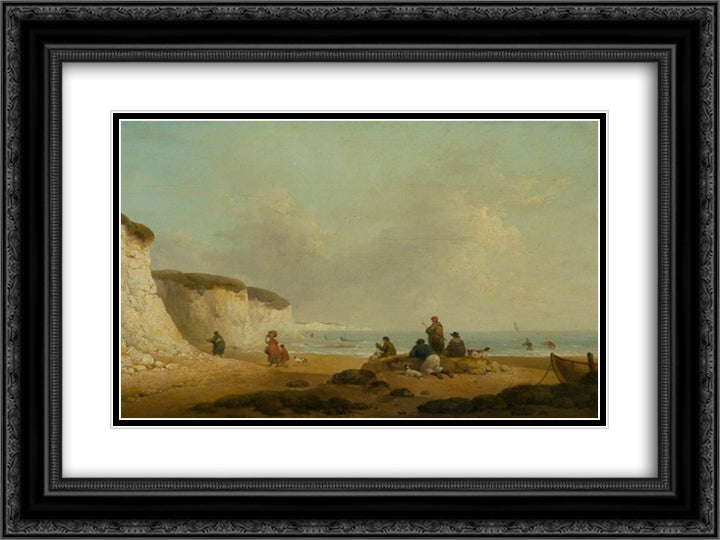 Calm off the Coast of the Isle of Wight 24x18 Black Ornate Wood Framed Art Print Poster with Double Matting by Morland, George