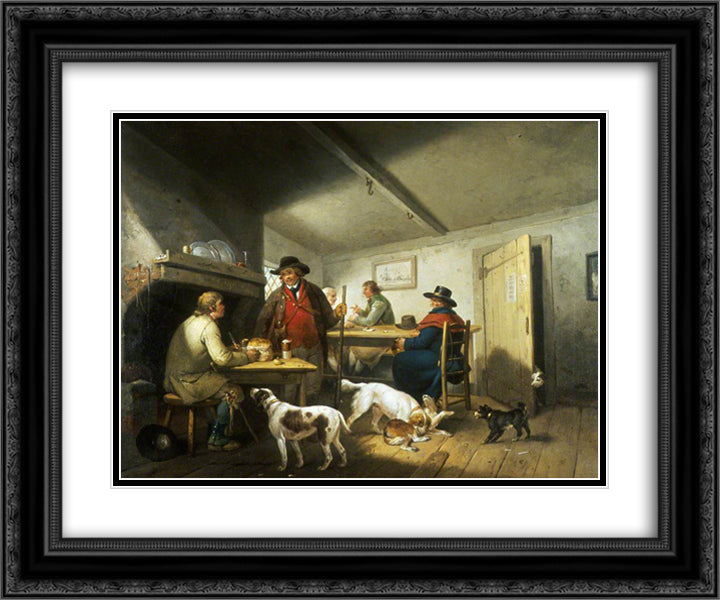 Interior of a Country Inn 24x20 Black Ornate Wood Framed Art Print Poster with Double Matting by Morland, George