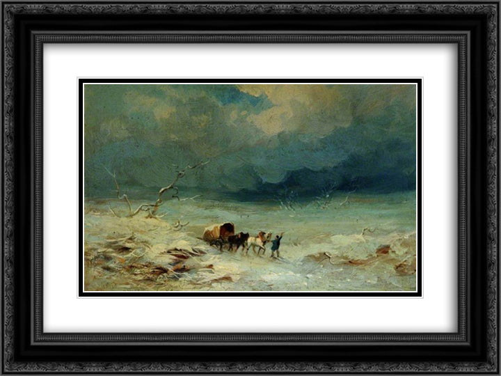 Landscape 24x18 Black Ornate Wood Framed Art Print Poster with Double Matting by Morland, George