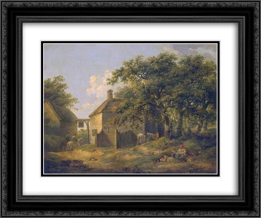 Roadside Inn 24x20 Black Ornate Wood Framed Art Print Poster with Double Matting by Morland, George