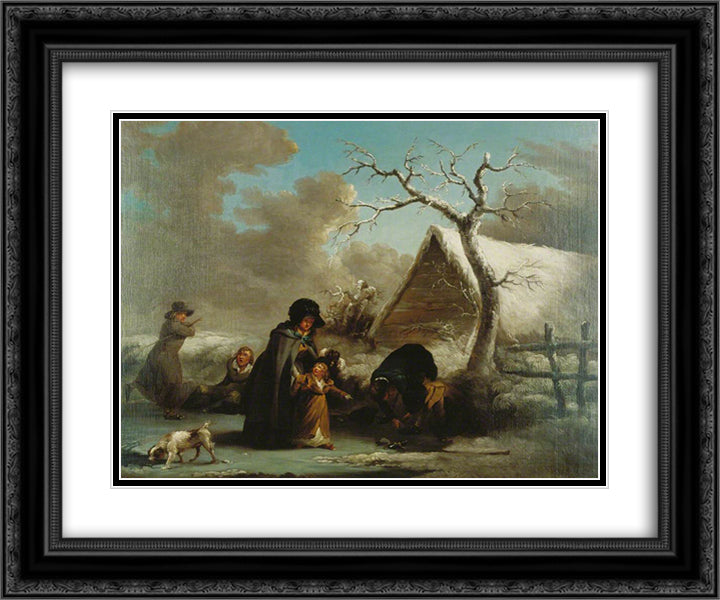 Skating 24x20 Black Ornate Wood Framed Art Print Poster with Double Matting by Morland, George