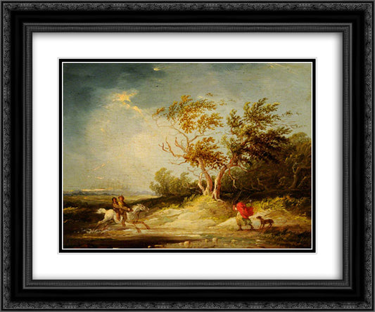 The Approaching Storm 24x20 Black Ornate Wood Framed Art Print Poster with Double Matting by Morland, George