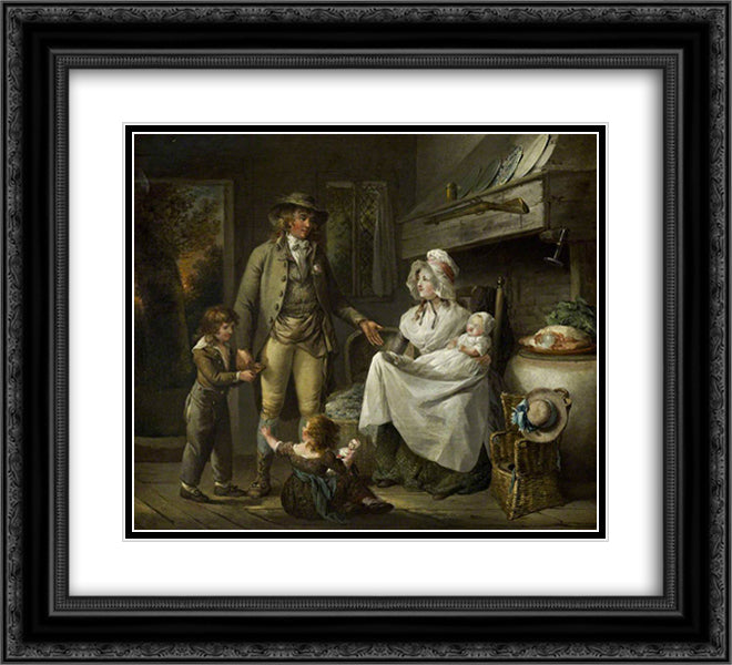 The Comforts of Industry 22x20 Black Ornate Wood Framed Art Print Poster with Double Matting by Morland, George