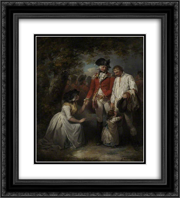 The Deserter Pardoned 20x22 Black Ornate Wood Framed Art Print Poster with Double Matting by Morland, George