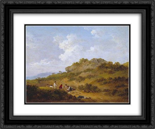 The Gravel Diggers 24x20 Black Ornate Wood Framed Art Print Poster with Double Matting by Morland, George