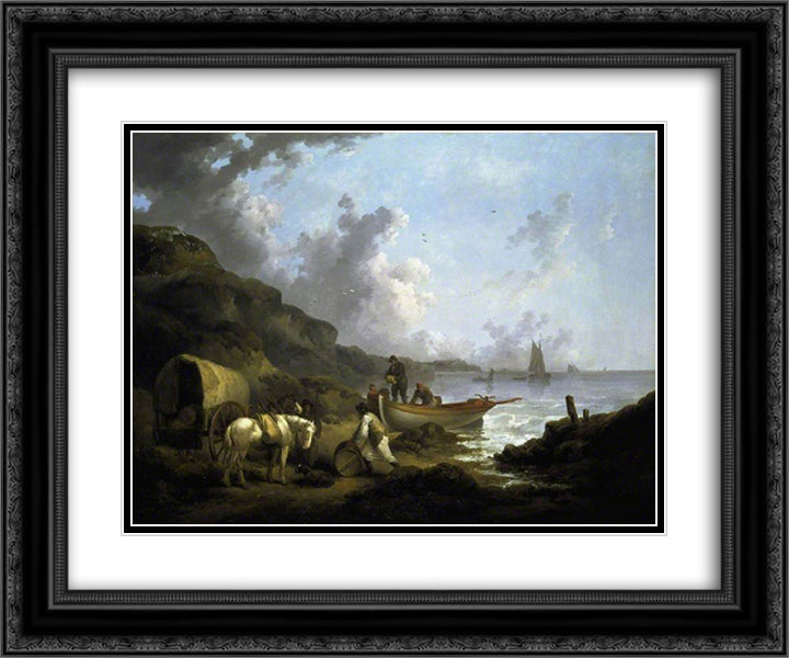 The Smugglers 24x20 Black Ornate Wood Framed Art Print Poster with Double Matting by Morland, George