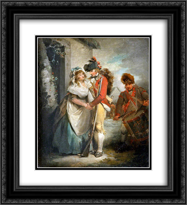 The Soldier's Departure 20x22 Black Ornate Wood Framed Art Print Poster with Double Matting by Morland, George