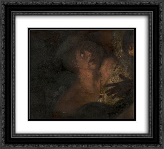 A Courtier (fragment of 'The Tempest Act I, Scene 1') 22x20 Black Ornate Wood Framed Art Print Poster with Double Matting by Romney, George