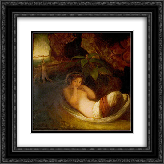 A Midsummer Night's Dream', Act II, Scene 2, Titania Reposing with Her Indian Votaries 20x20 Black Ornate Wood Framed Art Print Poster with Double Matting by Romney, George